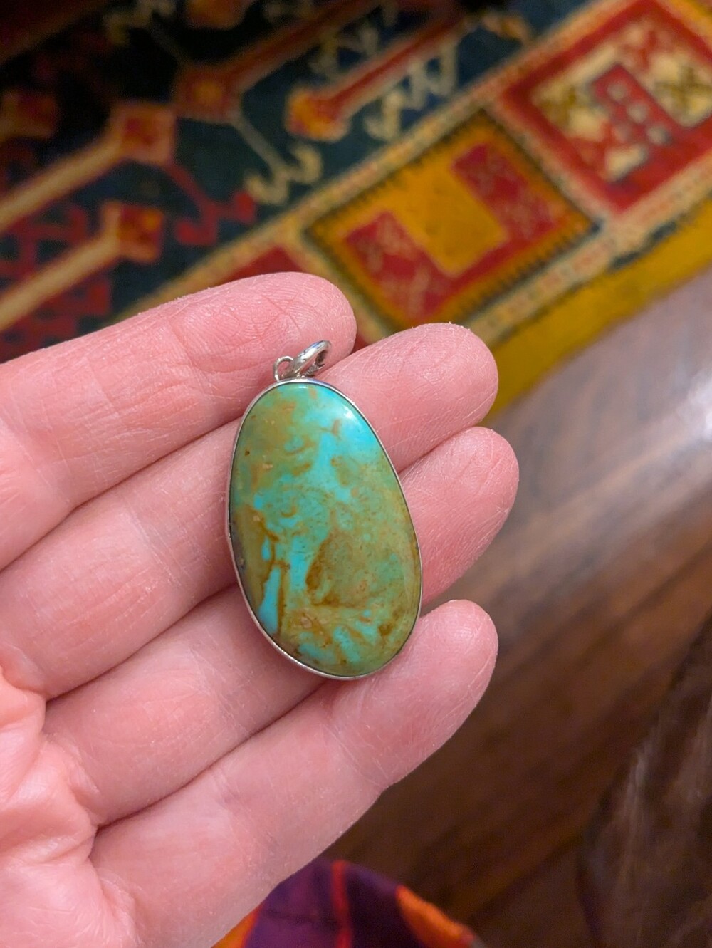 Turquoise Pendant in Green-Blue with Brown Matrix